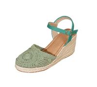 Espadrilles tendance pour femme avec talon compensé, sandales confortables avec sangle de cheville réglable, chaussures de loisirs légères pour l'été, chaussures de vacances avec semelle en jute