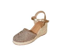 Espadrilles tendance pour femme avec talon compensé, sandales confortables avec sangle de cheville réglable, chaussures de loisirs légères pour l'été, chaussures de vacances avec semelle en jute