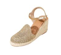 Espadrilles tendance pour femme avec talon compensé, sandales confortables avec sangle de cheville réglable, chaussures de loisirs légères pour l'été, chaussures de vacances avec semelle en jute