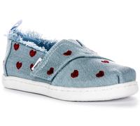 Espadrilles Toms Tiny Alpargata À Enfiler Pour Filles En Bleu Rouge UK 6 - 10