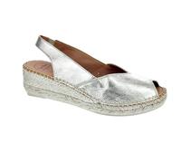 Espadrille compensée en Cuir pour Femme - BERNIA-P - Platine, 40 EU