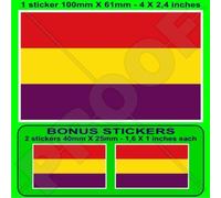 Espagne 2 nd République espagnole Civil Drapeau 10,2 cm (100 mm) pare-chocs Autocollant, EN Vinyle X1 + 2 Bonus