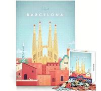 Espagne Barcelone Travel Art Puzzles pour Adultes 1000 pièces Jeu de logique mentale Doux et Relaxant Découpe Ferme Liste de souhaits du Père Noël 38x26cm