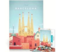 Espagne Barcelone Travel Art Puzzles pour Adultes 1000 pièces Jeu de logique mentale Doux et Relaxant Découpe Ferme Liste de souhaits du Père Noël 38x26cm