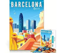 Espagne Barcelone Voyage Art Puzzles Adultes 1000 Pièces Jeu d'exercice Mental Détente Assemblage Cadeau de Noël 38x52cm