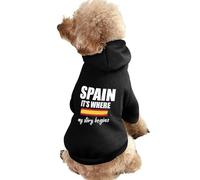 Espagne C'est là Que Mon Histoire Commence Sweat à Capuche d'hiver pour Chien Vêtements Chauds pour Petits Chiens Manteau Chihuahua Vêtements Chiot Chat Custume XS