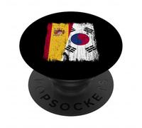 Espagne Corée du Sud Demi Drapeau Espagnol Corée du Sud PopSockets PopGrip Adhésif