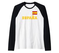 Espagne - Espana avec Drapeau bannière sur la Poitrine Manche Raglan