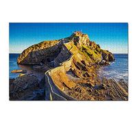 Espagne Gaztelugatxe Pays Basque Bakio Puzzle 1000 pièces Jeu Illustration Souvenir de Voyage 52x38cm