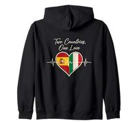 Espagne, Italie, Heartbeat Design Two Countries One Love Sweat à Capuche