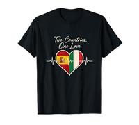 Espagne, Italie, Heartbeat Design Two Countries One Love T-Shirt