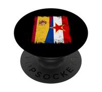 Espagne Yougoslavie Demi-Drapeau Espagne Patrimoine yougoslave Espagnol PopSockets PopGrip Adhésif