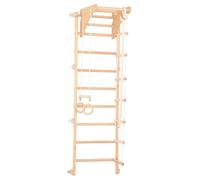 Espalier en bois de pin RINAGYM ECO 2 - 210×60 cm barre de traction réglable anneaux corde