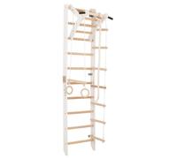 Espalier suédois compact RINAGYM SPR A 2 - hêtre blanc 230×59 cm barre de traction réglable anneaux corde