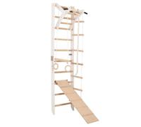 Espalier suédois compact RINAGYM SPR A 3 - hêtre blanc 230×59 cm barre de traction réglable anneaux corde