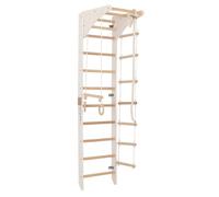 Espalier suédois compact RINAGYM SPR C 2 - hêtre blanc 230×59 cm barre de traction réglable anneaux corde