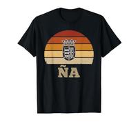 Espana Bouclier couronné NA rétro Coucher de Soleil Motif fierté espagnole T-Shirt Graphique avec Valeur, Homme, Noir, L