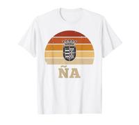 Espana Bouclier couronné NA rétro Coucher de Soleil Motif fierté espagnole T-Shirt Graphique avec Valeur, Homme, Blanc, M