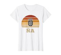 Espana Bouclier couronné NA rétro Coucher de Soleil Motif fierté espagnole T-Shirt Graphique avec Valeur, Femme, Blanc, S