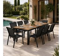 Esperance - Salon De Jardin 8 Places Avec Table 190cm Effet Bois