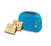 Esperanza Grille-pain 2 tranches avec motif photo SMILEY et minuterie, tiroir miettes sandwich bleu