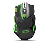 Esperanza MX401 HAWK - Souris - pour droitiers - optique - 7 boutons - filaire - USB - noir/vert
