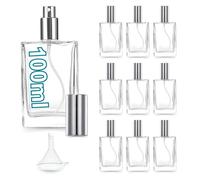 Espirito Rebelde 10 Flacons de Parfum Vides Rechargeables 100 ml avec Entonnoir - Vaporisateurs de Voyage en Verre Transparent avec