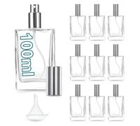 Espirito Rebelde 10 Flacons de Parfum Vides Rechargeables 100 ml avec Entonnoir - Vaporisateurs de Voyage en Verre Transparent avec Pulvérisateur Argenté - Parfaits pour les Recharges, Échantillons