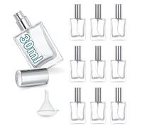 Espirito Rebelde 10 Flacons de Parfum Vides Rechargeables 30 ml avec Entonnoir - Vaporisateurs de Voyage en Verre avec Pulvérisateur Argenté - Parfaits pour les Recharges