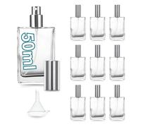 Espirito Rebelde 10 Flacons de Parfum Vides Rechargeables 50 ml avec Entonnoir - Vaporisateurs de Voyage en Verre avec Pulvérisateur Argenté - Parfaits pour les Recharges