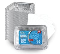 Espirito Rebelde 100 Barquettes en Aluminium 1000 ml avec Couvercles | Moules Jetables a Emporter | Emballage Alimentaire pour Barbecues, Congélation