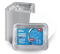 Espirito Rebelde 100 Barquettes en Aluminium 1650 ml avec Couvercles | Moules Jetables a Emporter | Emballage Alimentaire pour Barbecues, Congélation