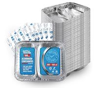 Espirito Rebelde 100 Barquettes en Aluminium 300+430 ml avec Couvercles | Moules Jetables a Emporter | Emballage Alimentaire pour Barbecues, Congélation