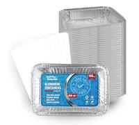 Espirito Rebelde 100 Barquettes en Aluminium 800 ml avec Couvercles | Moules Jetables a Emporter | Emballage Alimentaire pour Barbecues, Congélation