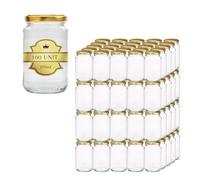 Espirito Rebelde 100 Pots de Conservation en Verre 370 ml avec Couvercle Doré | Bocaux Alimentaire, Bocaux Sauce, Bocaux à Confiture, Bocaux pour Miel- Cadeaux de Mariage