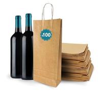 Espirito Rebelde 100 Sacs pour 2 Bouteilles de Vin 18x8x34cm | Design Élégant, Transport Sûr avec Poignées Renforcées | Idéal pour Magasins de Vin, Cadeaux de Noël et Fêtes