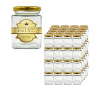 Espirito Rebelde 100x Pot en Verre Carré pour Épices 212ml avec Couvercle - Bocaux Rangement Cuisine - Épices, Confiture, Yaourt