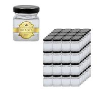 Espirito Rebelde 100x Pot en Verre Carré pour Épices 50ml avec Couvercle noir- Bocaux Rangement Cuisine - Épices, Confiture, Yaourt