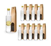 Espirito Rebelde 10x Bouteilles en Verre 500ml avec Bouchon à Vis Doré + 10 Boîtes - Bouteilles Polyvalentes pour Huile d'Olive, Rhum, Whiskey, Gin, Tequila, Liqueurs