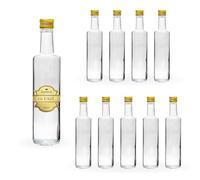 Espirito Rebelde 10x Bouteilles en Verre 500ml avec Bouchon à Vis Doré - Bouteilles Polyvalentes pour Huile d'Olive, Rhum, Whiskey, Gin, Tequila, Liqueurs