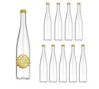 Espirito Rebelde 10x Bouteilles en Verre 700ml avec Bouchon à Vis Doré - Idéales pour Boissons Spiritueuses comme le Rhum, le Whiskey, la Vodka, ou pour Huile d'Olive, Eau et Liqueur