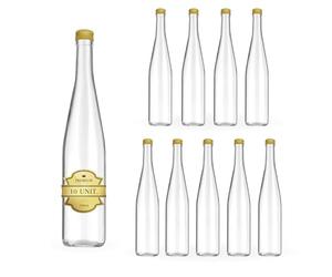 Espirito Rebelde 10x Bouteilles en Verre 700ml avec Bouchon à Vis Doré - Idéales pour Boissons Spiritueuses comme le Rhum, le Whiskey, la Vodka, ou pour Huile d'Olive, Eau et Liqueur