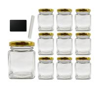 Espirito Rebelde 10x Pot en Verre Carré pour Épices 150ml avec Couvercle + 10 Ardoises + Craie - Bocaux Rangement Cuisine - Épices, Confiture, Yaourt
