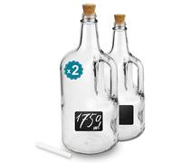 Espirito Rebelde 2 Bouteilles en Verre 1750 ml avec Bouchon en Liège | Bonbonne en Verre pour Vin et Plus | Polyvalente : Stockage, Décoration, Cadeaux