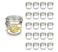 Espirito Rebelde 20 Bocaux en Verre 120 ml avec Bouchon Mécanique et Joint en Caoutchouc | Pots Hermétiques pour Épices, Confitures, Desserts, Yaourts | Rangement Cuisine