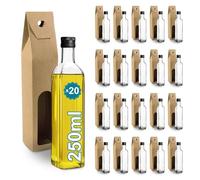 Espirito Rebelde 20 Bouteilles en Verre 250ml avec Bouchon a Vis Noir + 20 Boîtes | Huile d'Olive, Vinaigre, Alcool, Sauces | Huilier