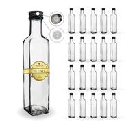 Espirito Rebelde 20 Bouteilles en Verre 250ml avec Bouchon a Vis Noir avec Bec Verseur | Huile d'Olive, Vinaigre, Alcool, Sauces | Huilier en Verre