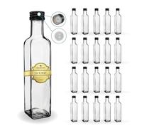 Espirito Rebelde 20 Bouteilles en Verre 250ml avec Bouchon a Vis Noir avec Bec Verseur | Huile d'Olive, Vinaigre, Alcool, Sauces | Huilier