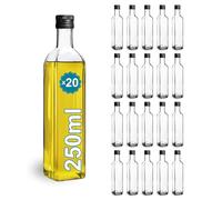 Espirito Rebelde 20 Bouteilles en Verre 250ml avec Bouchon a Vis Noir | Huile d'Olive, Vinaigre, Alcool | Huilier en Verre, Bouteille D'Huile | Récipient Cuisine