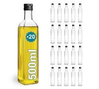 Espirito Rebelde 20 Bouteilles en Verre 500ml avec Bouchon a Vis Noir | Huile d'Olive, Vinaigre, Alcool | Huilier en Verre, Récipient en Verre, Bouteille D'Huile